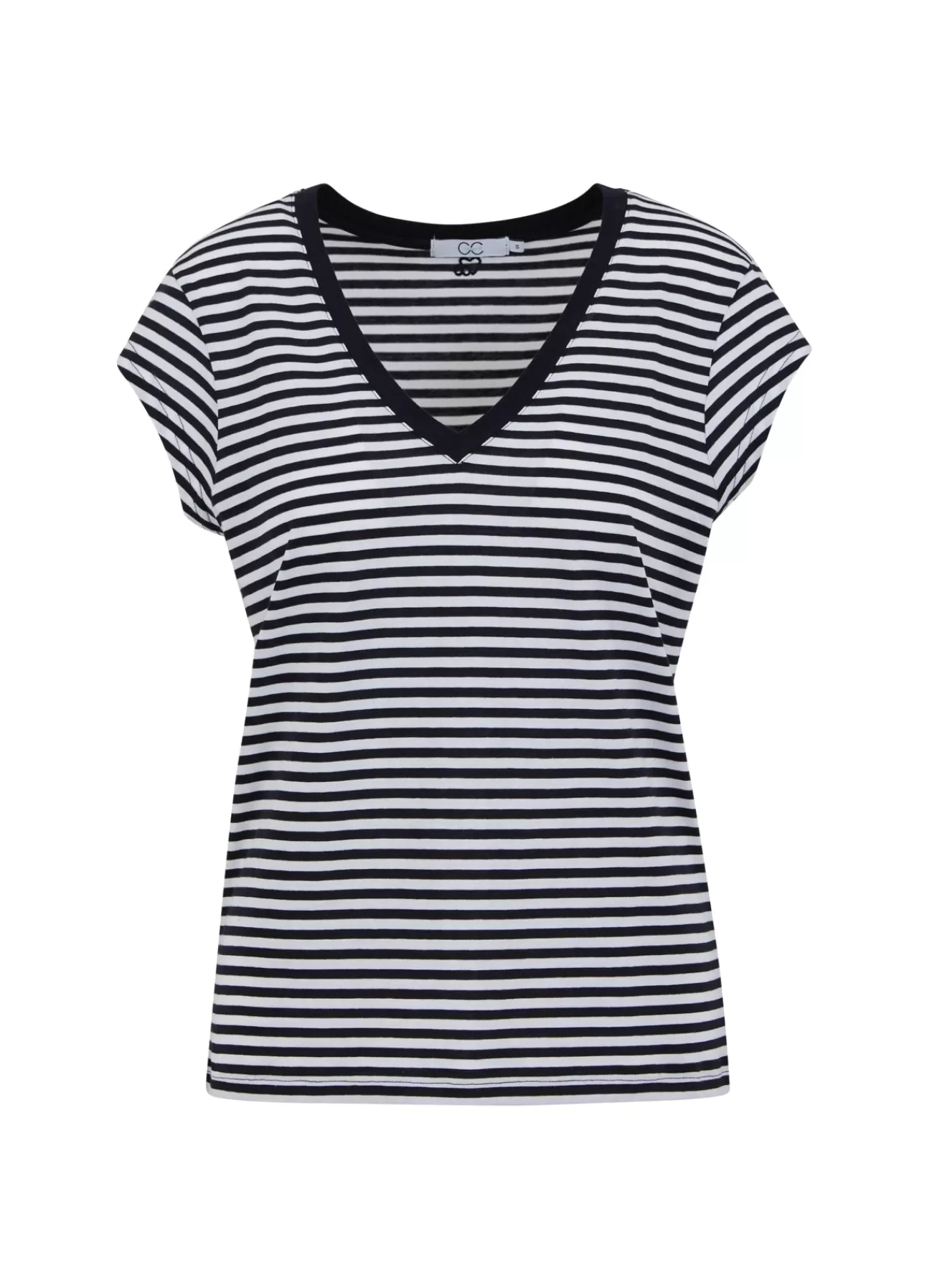 Hot Cc Heart Basis Stribet V-Hals T-Shirt Kvinde T-Shirts