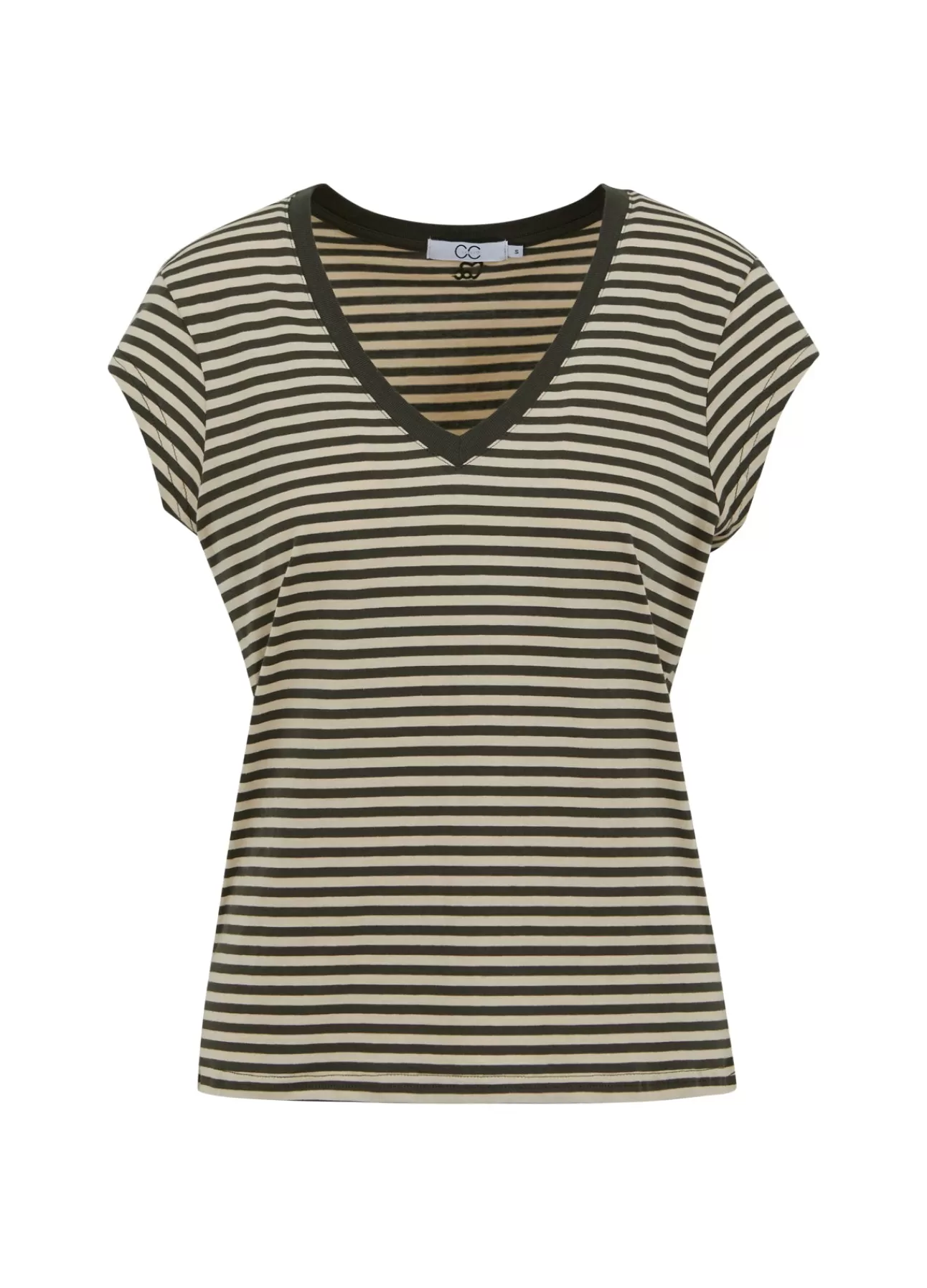 Cheap Cc Heart Basis Stribet V-Hals T-Shirt Kvinde T-Shirts