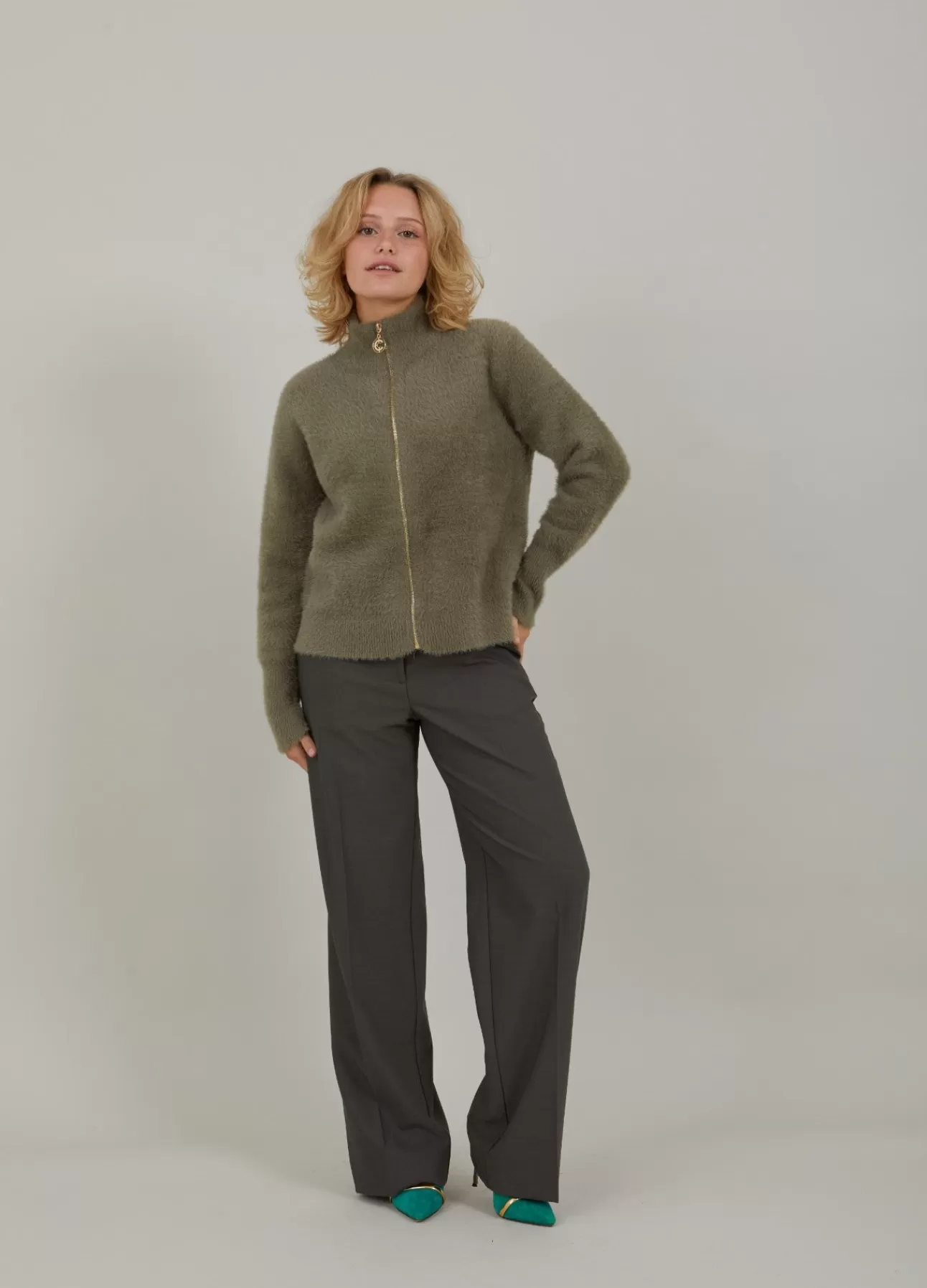 Sale Fluffy Strik Cardigan Kvinde Strik