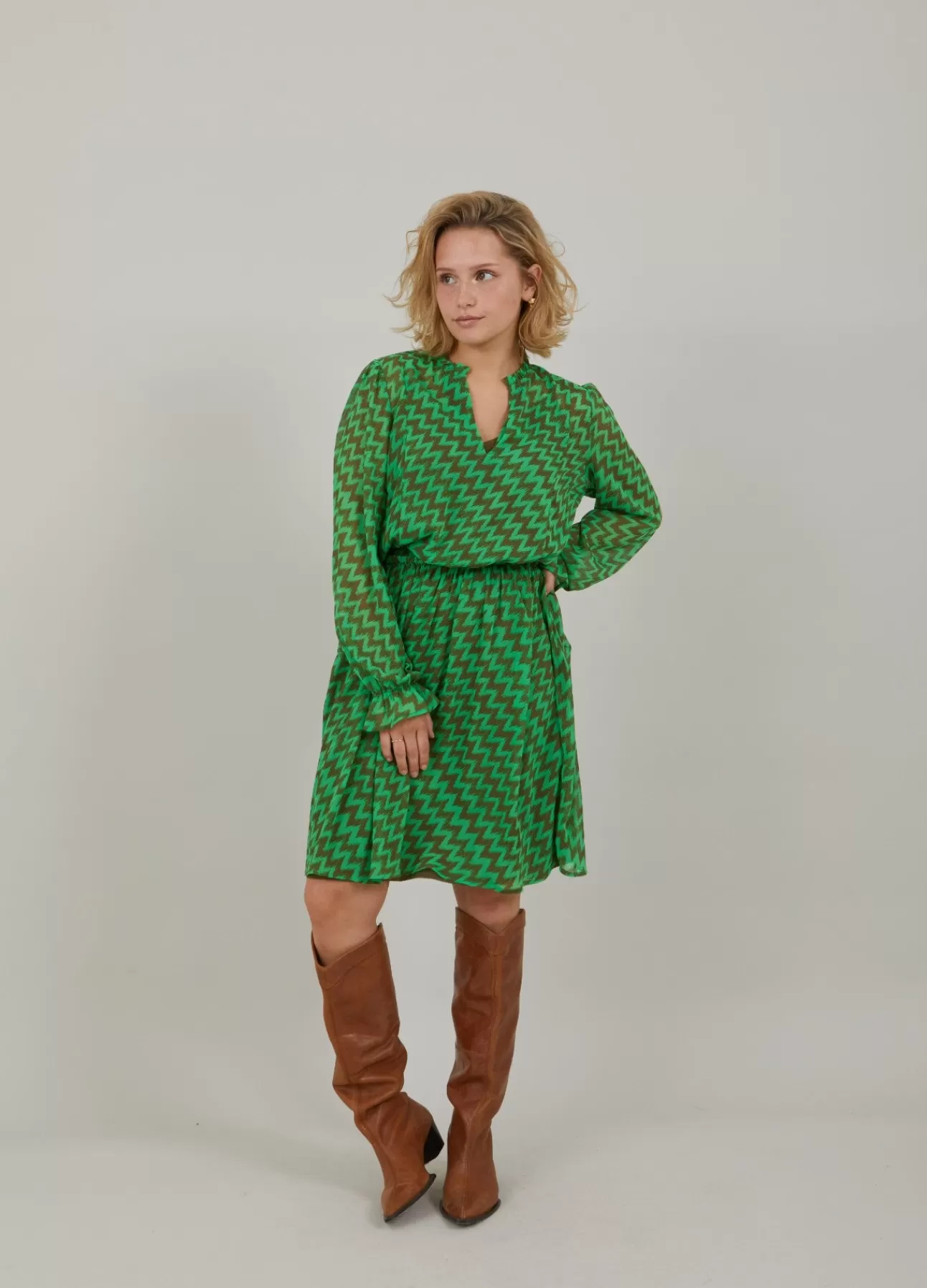 Best Kjole I Zig Zag Ikat Print Kvinde Kjoler