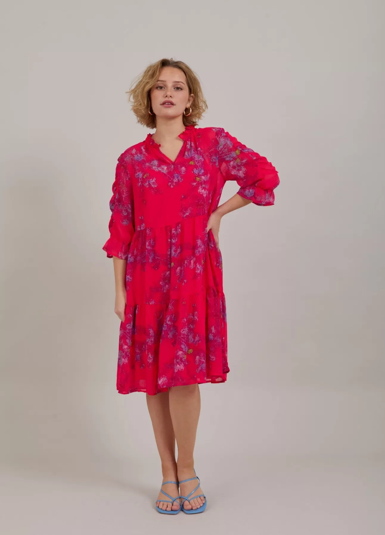 Sale Kort Kjole M. Feather Bloom Print Kvinde Kjoler