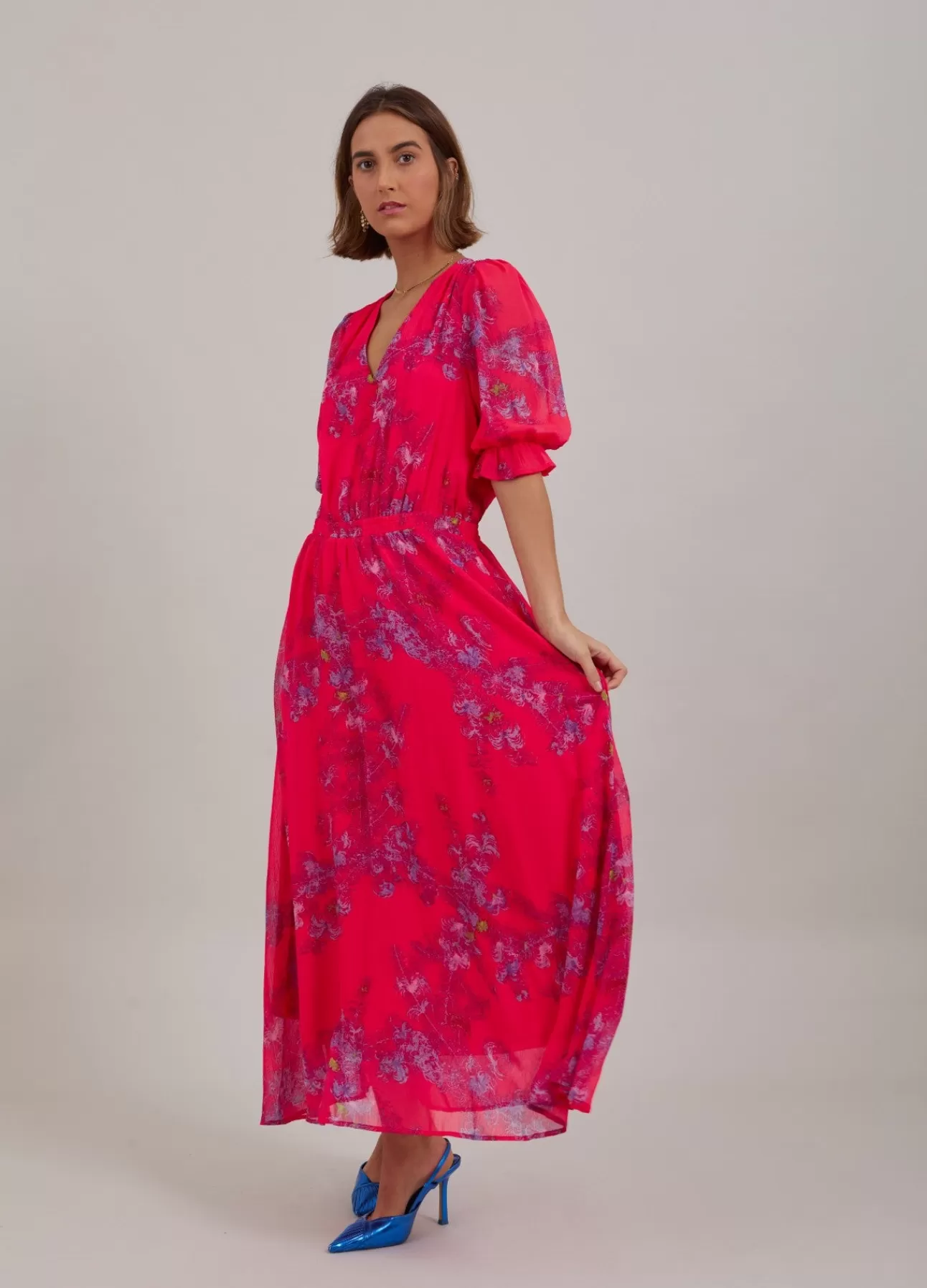 New Lang Kjole M. Feather Bloom Print Kvinde Kjoler