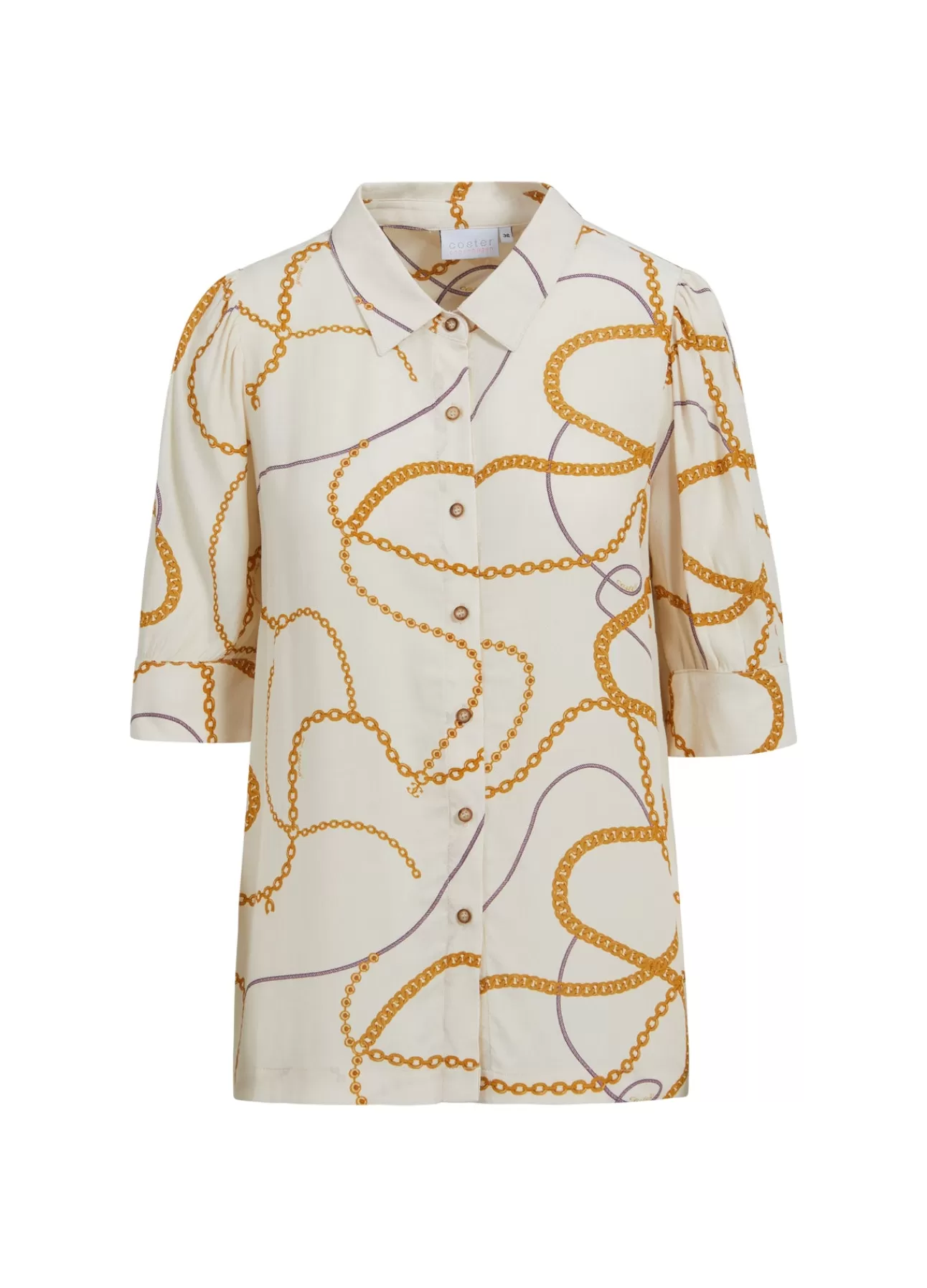 Clearance Skjorte M. 3/4 Laengde Aermer Og Chain Print Kvinde Skjorter Og Bluser