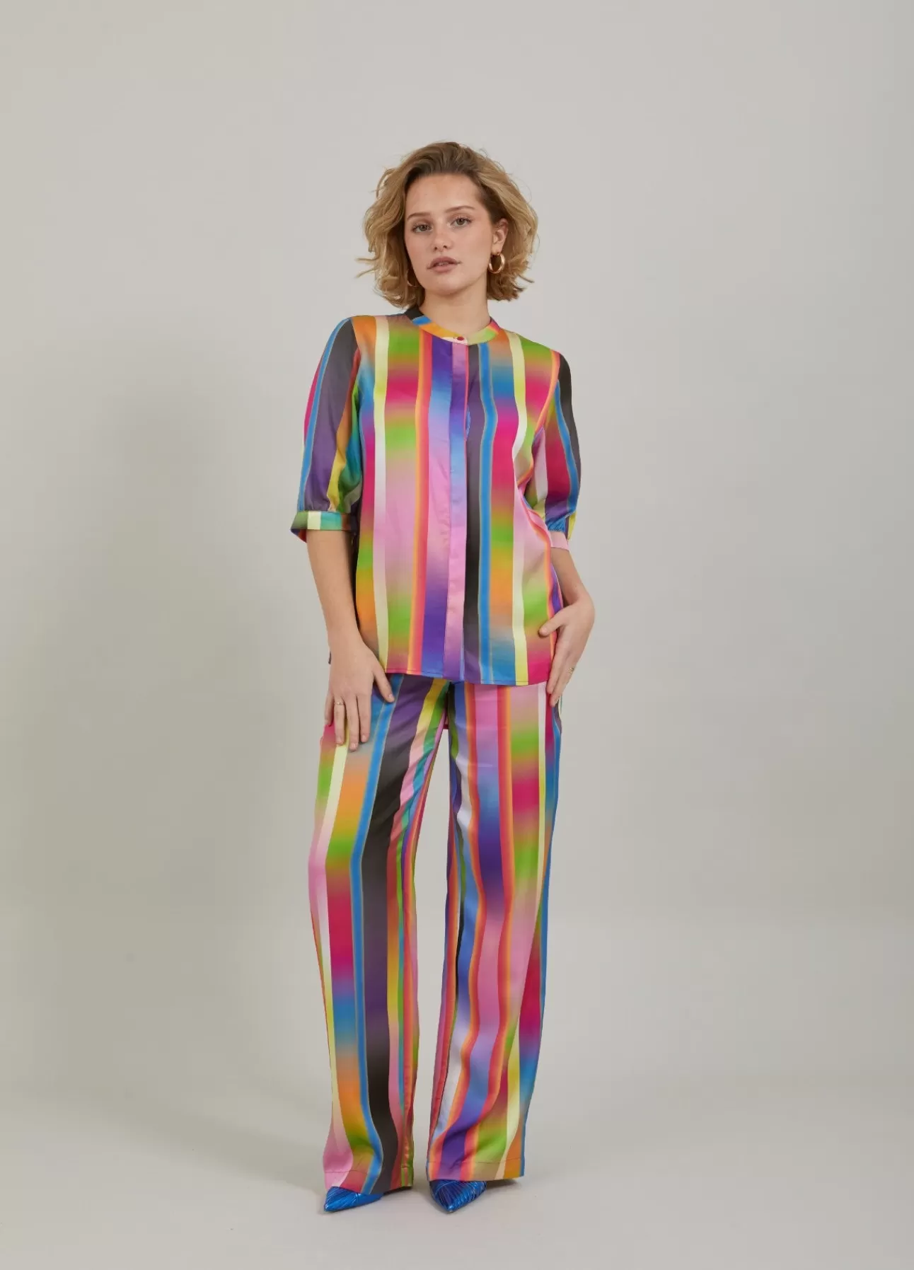 Fashion Skjorte M. Faded Stripe Print Kvinde Skjorter Og Bluser