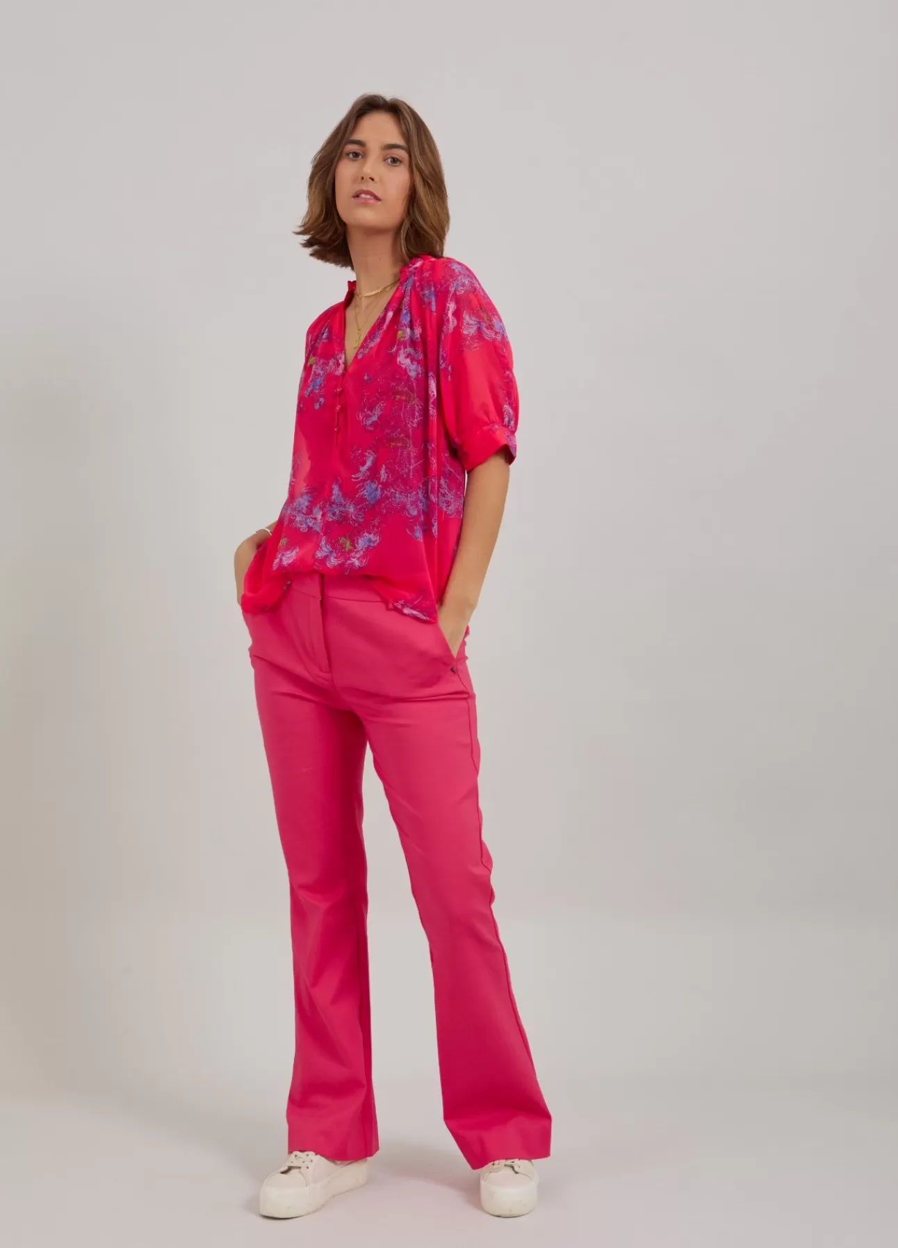 Fashion Top M. Feather Bloom Print Kvinde Skjorter Og Bluser