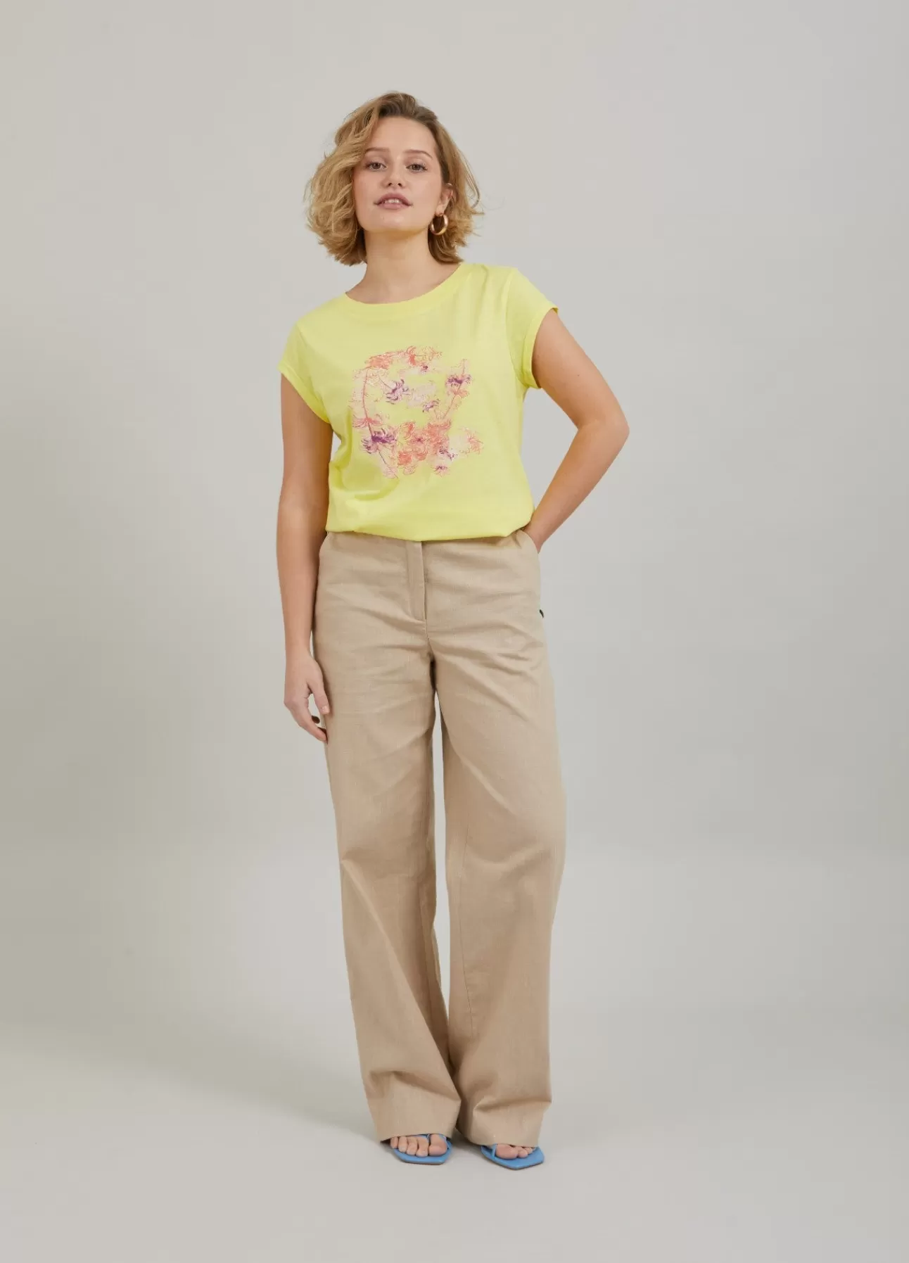 Shop T-Shirt M. Fjer Print Kvinde T-Shirts